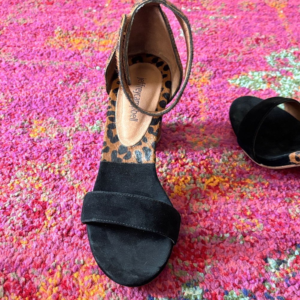 Like New Jeffrey Campbell Black and Leopard Heels